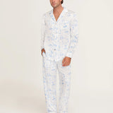 Petite Plume x Eden Rock Blue Reverie Men's Silk Pajama Set