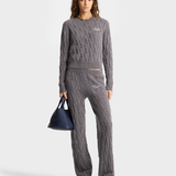 Faubourg Cable-Knit Cashmere Sweatpant Grey